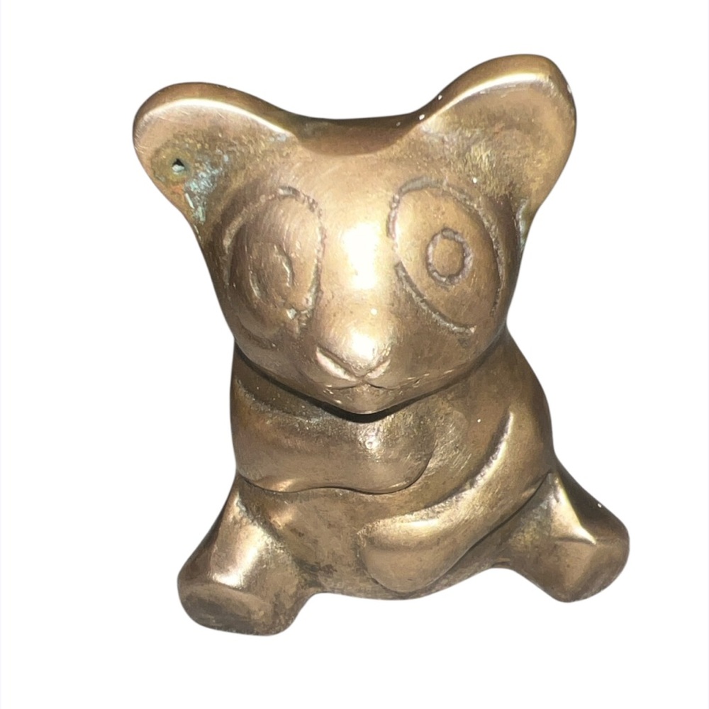 VTG LEONARD SILVER MFG CO. SOLID BRASS PANDA FIGURINE PAPER WEIGHT KOREA 3”